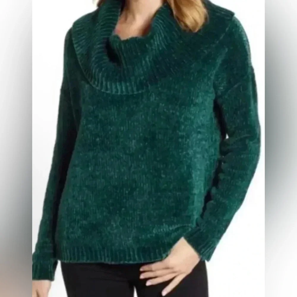 Michael Kors Green Velvet Cowl Neck Sweater XS NWT